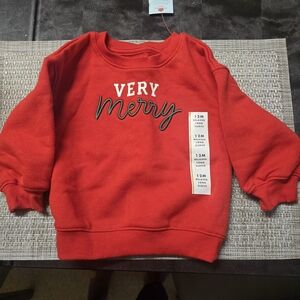 Cat & Jack Red Very Merry Kids Sweatshirt